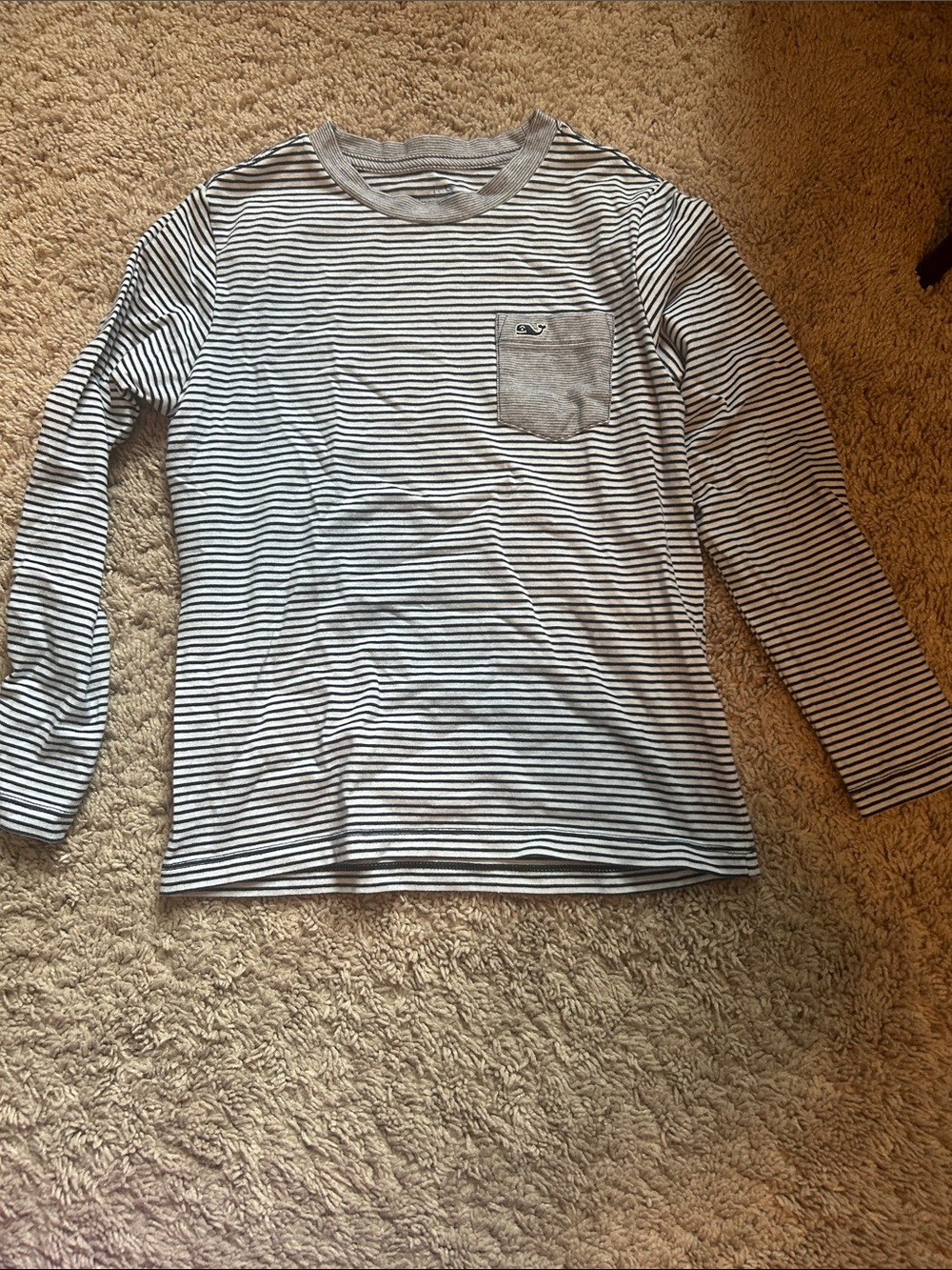 Vineyard Vines Striped Long-Sleeve Pocket Tee - blue/White